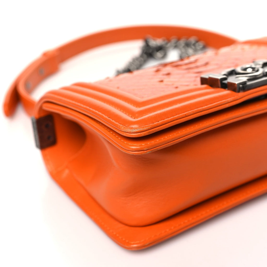 Snakeskin Small Boy Flap Orange