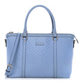 Soft Microguccissima Small Zippered Satchel Light Blue