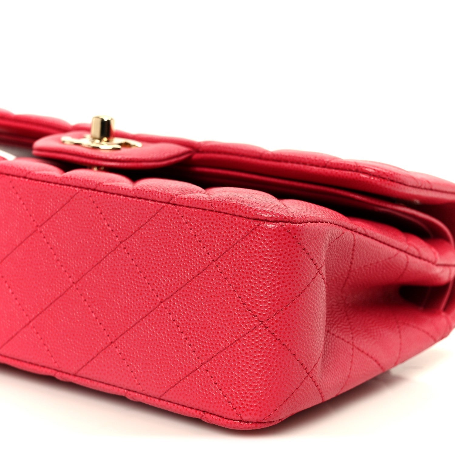 Caviar Quilted Small Double Flap Dark Pink