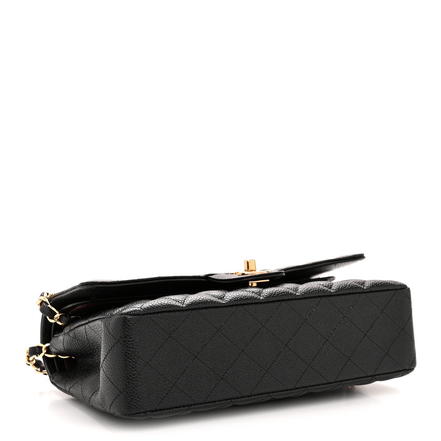 Caviar Quilted Medium Double Flap Black
