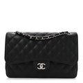 Caviar Quilted Jumbo Double Flap Black