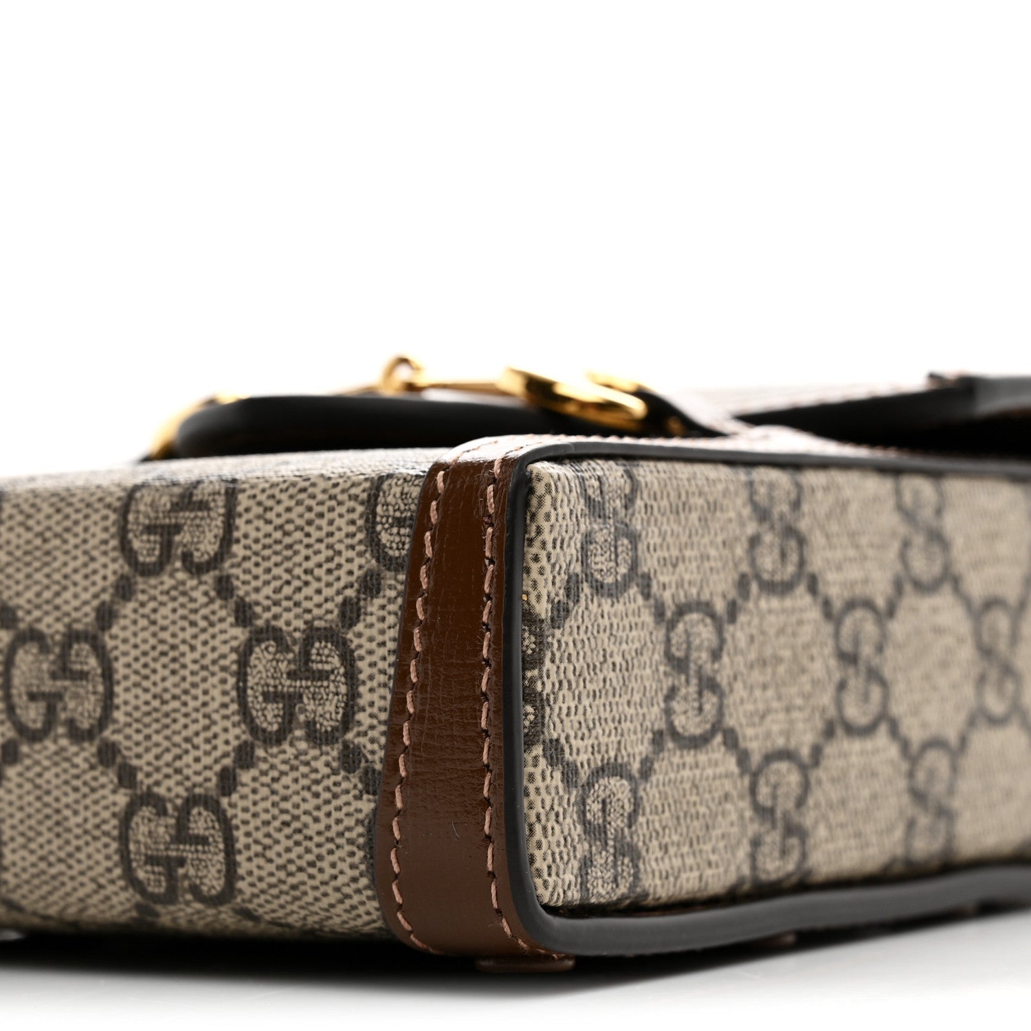 GG Supreme Monogram Mini Horsebit 1955 Crossbody Bag Beige Brown Sugar
