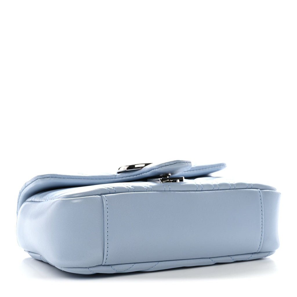 Lambskin Matelasse Small GG Marmont Shoulder Bag Porcelain Light Blue