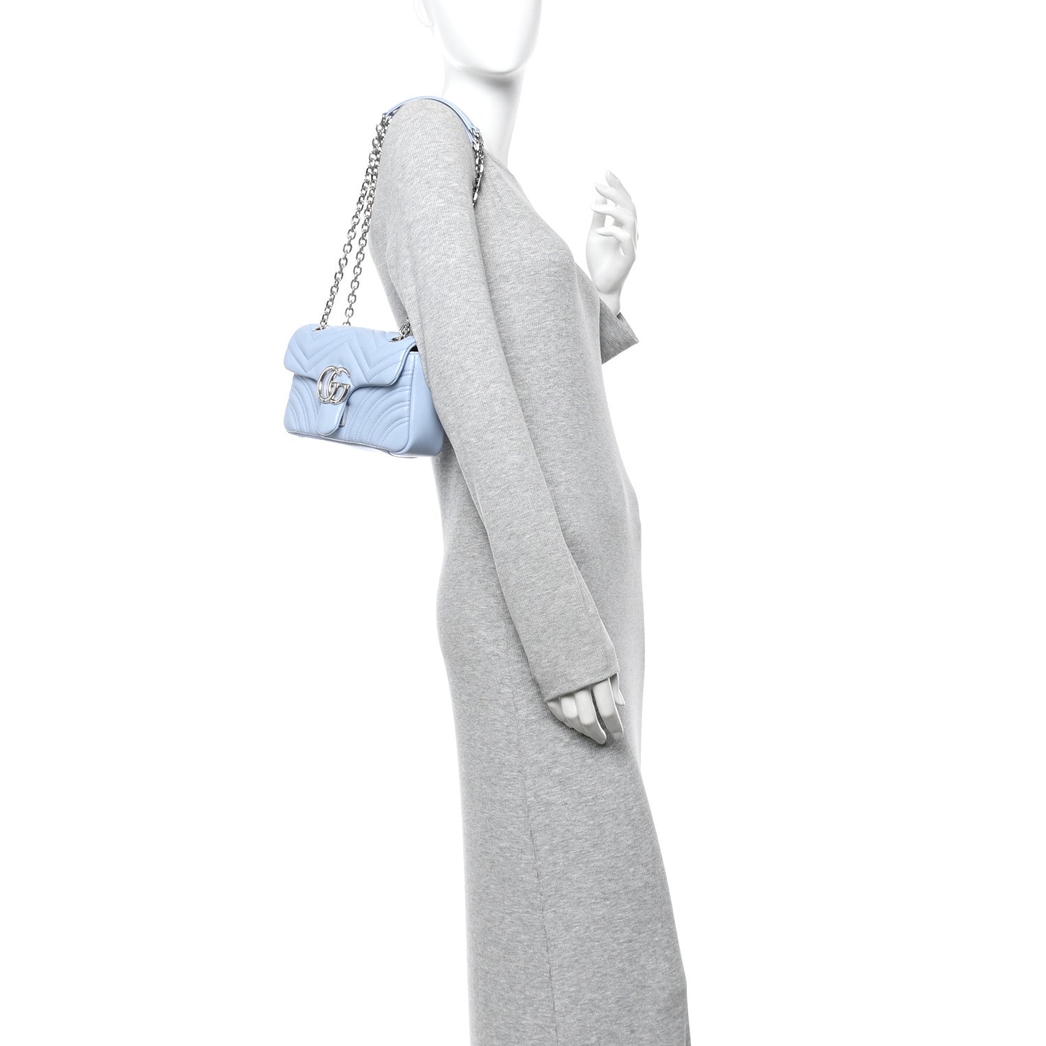 Lambskin Matelasse Small GG Marmont Shoulder Bag Porcelain Light Blue