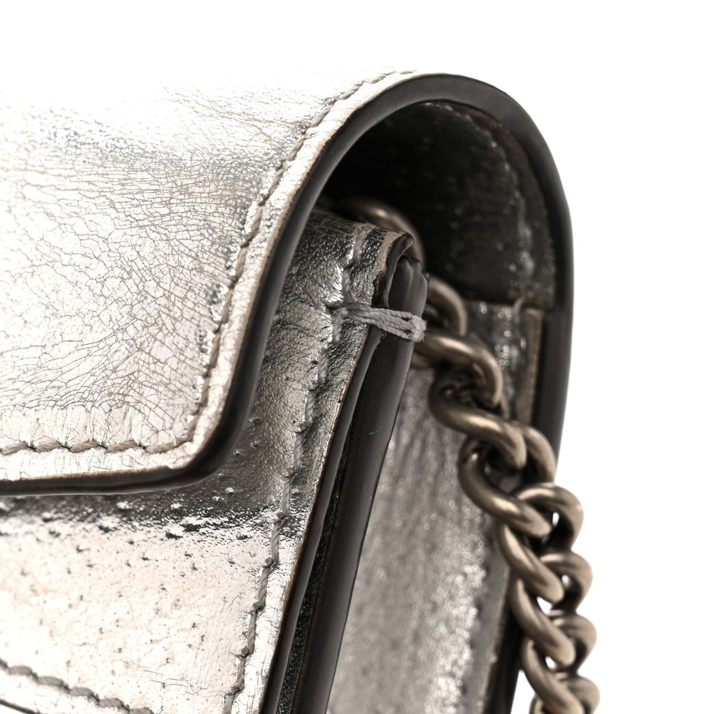 Metallic Calfskin Super Mini Dionysus Shoulder Bag Silver