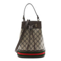 GG Supreme Monogram Web Small Ophidia Bucket Bag Brown
