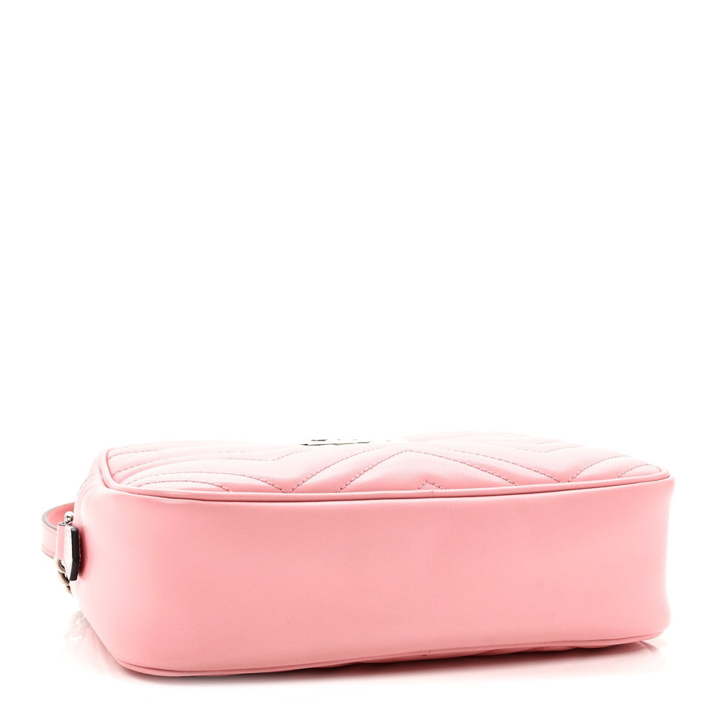 Calfskin Matelasse Small GG Marmont Chain Shoulder Bag Wild Rose