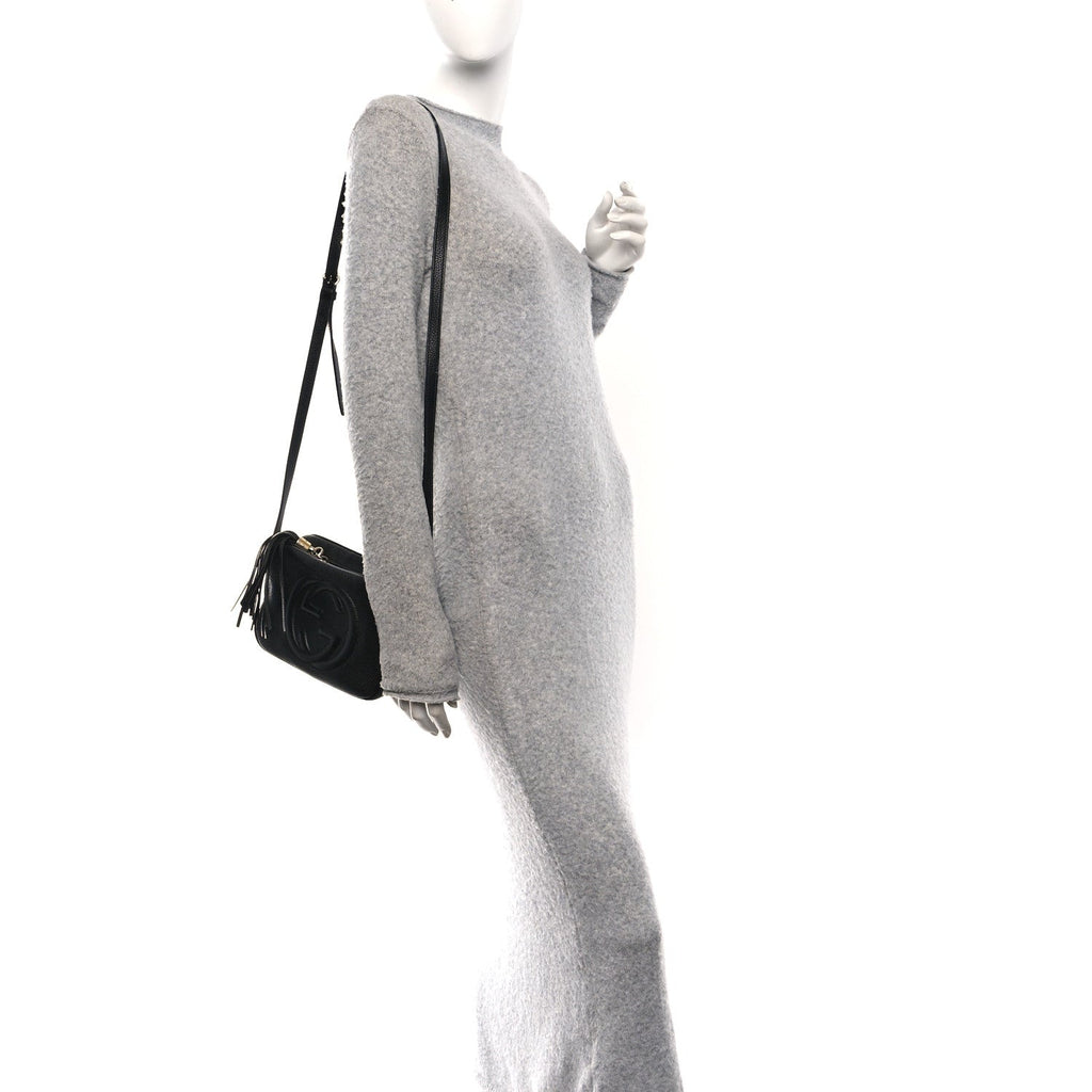 Pebbled Calfskin Small Soho Disco Bag Black