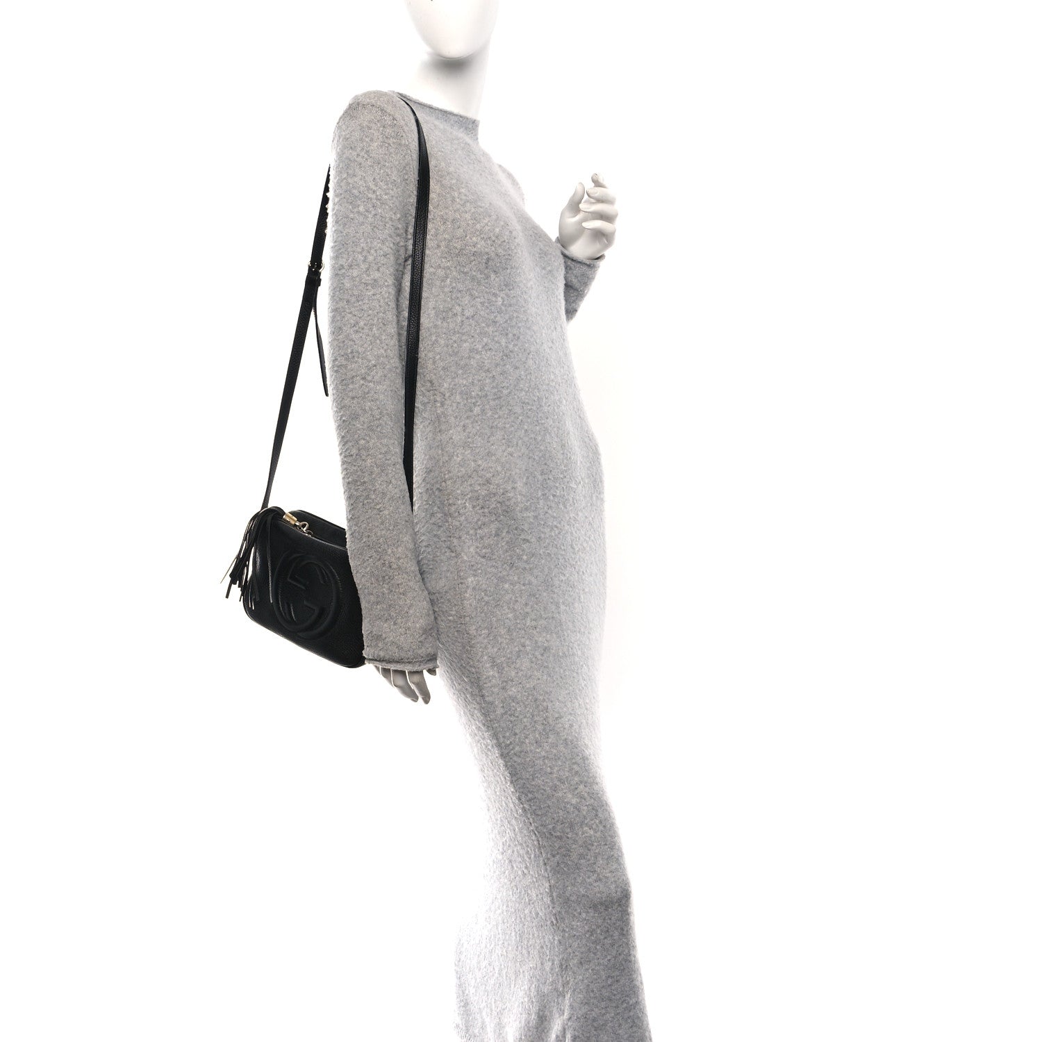 Pebbled Calfskin Small Soho Disco Bag Black
