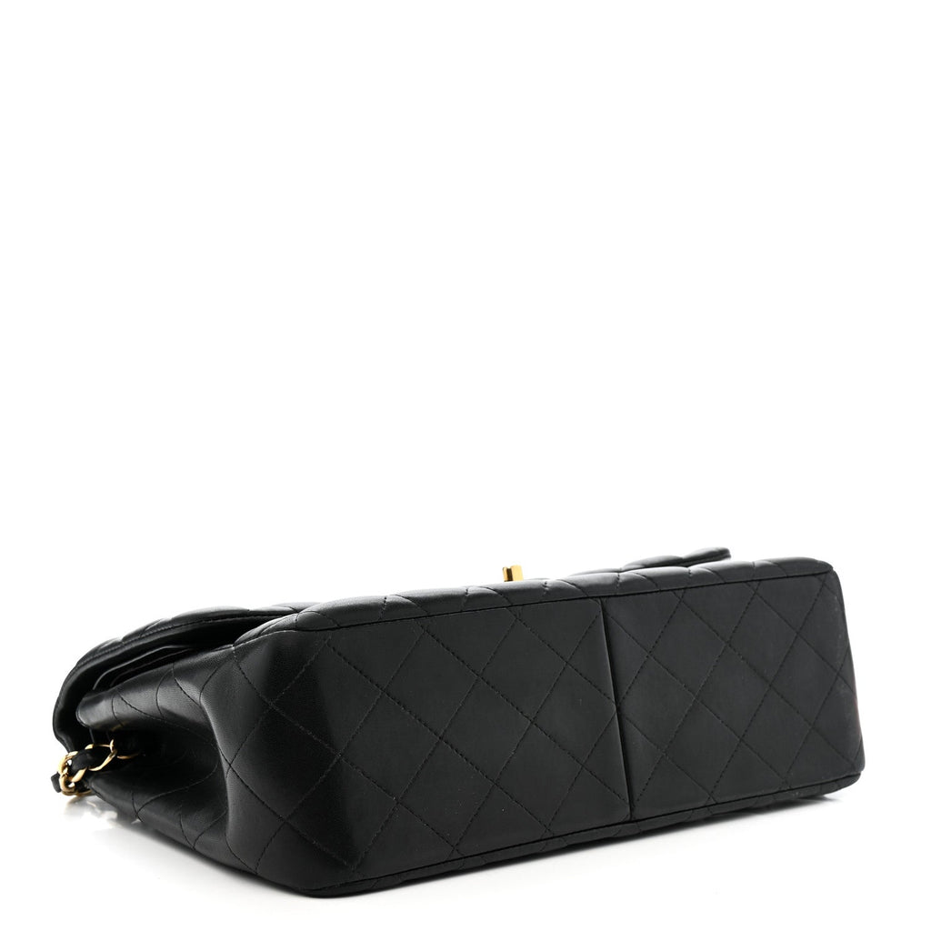 Lambskin Quilted Jumbo Double Flap Black