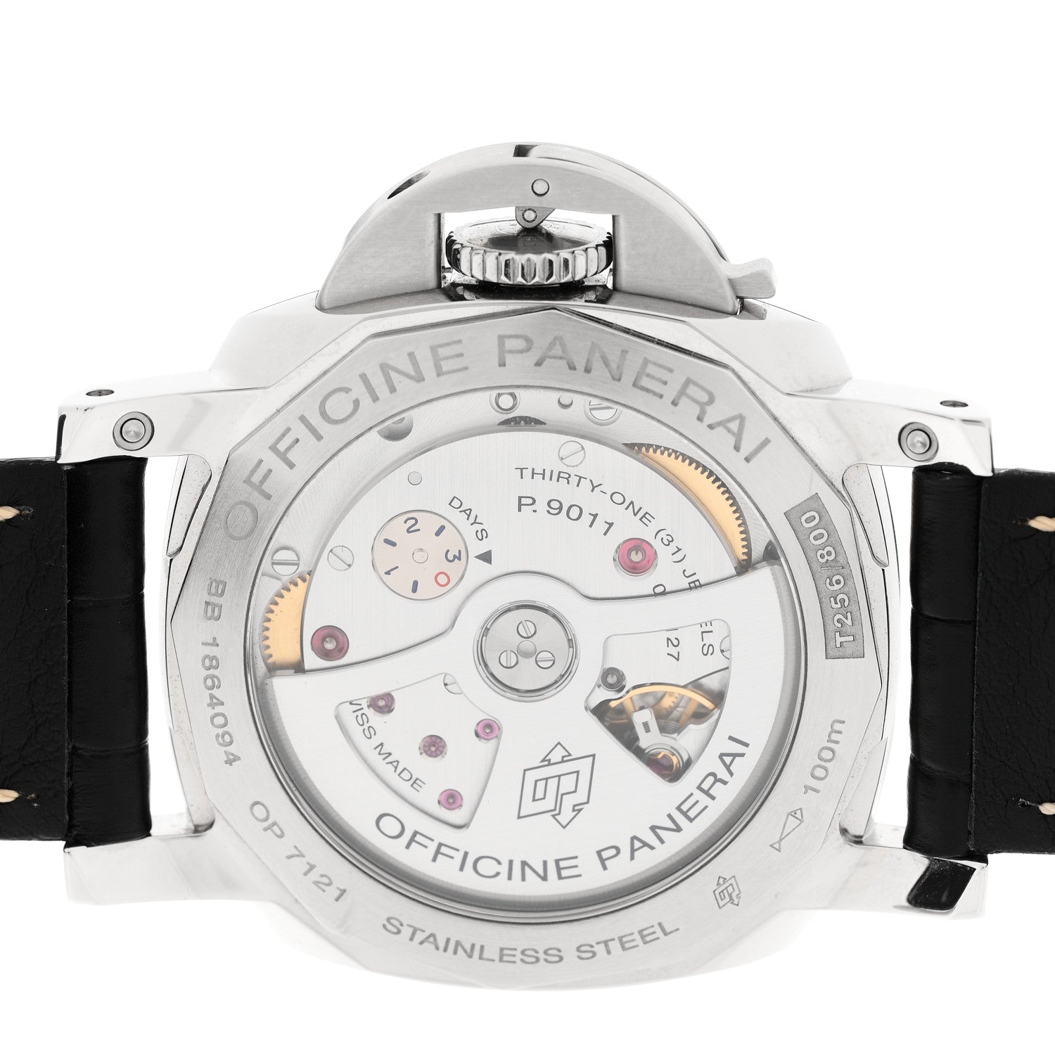 Stainless Steel Alligator 42mm Luminor 1950 3 Days GMT Automatic Watch Black PAM01535