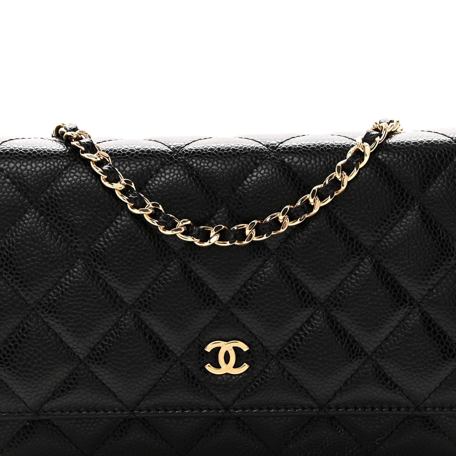 Caviar Quilted Wallet on Chain WOC Black