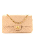 Lambskin Quilted Small Double Flap Beige