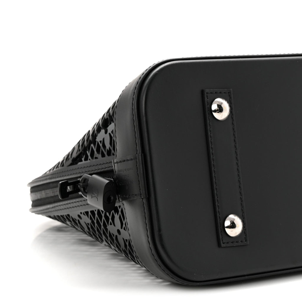 Patent Calfskin Laced Monogram Alma PM Black