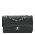 Caviar Quilted Medium Double Flap Black