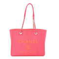 Mixed Fibers Calfskin Medium Deauville Tote Pink Orange