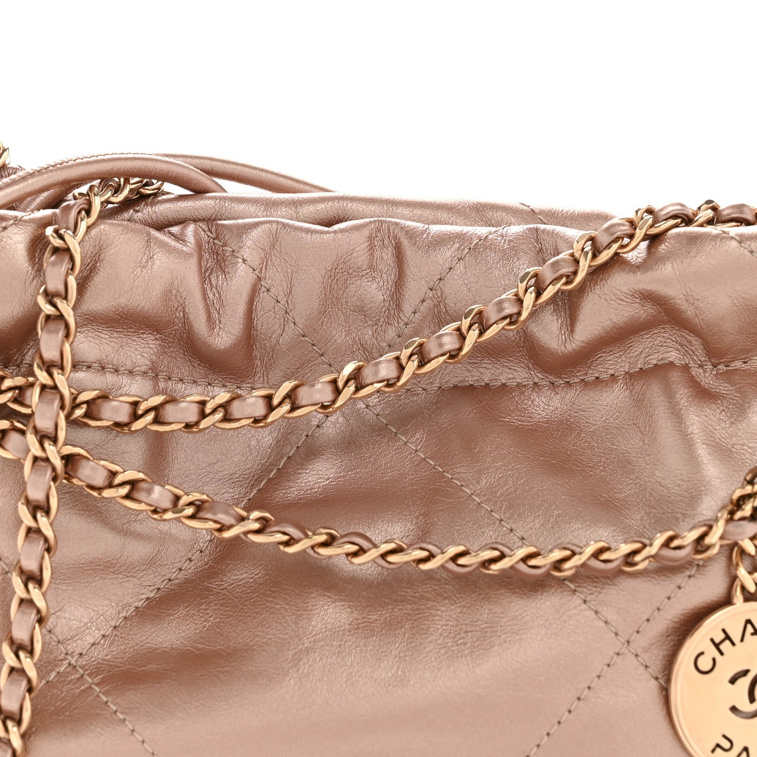 Metallic Calfskin Quilted Mini Chanel 22 Copper