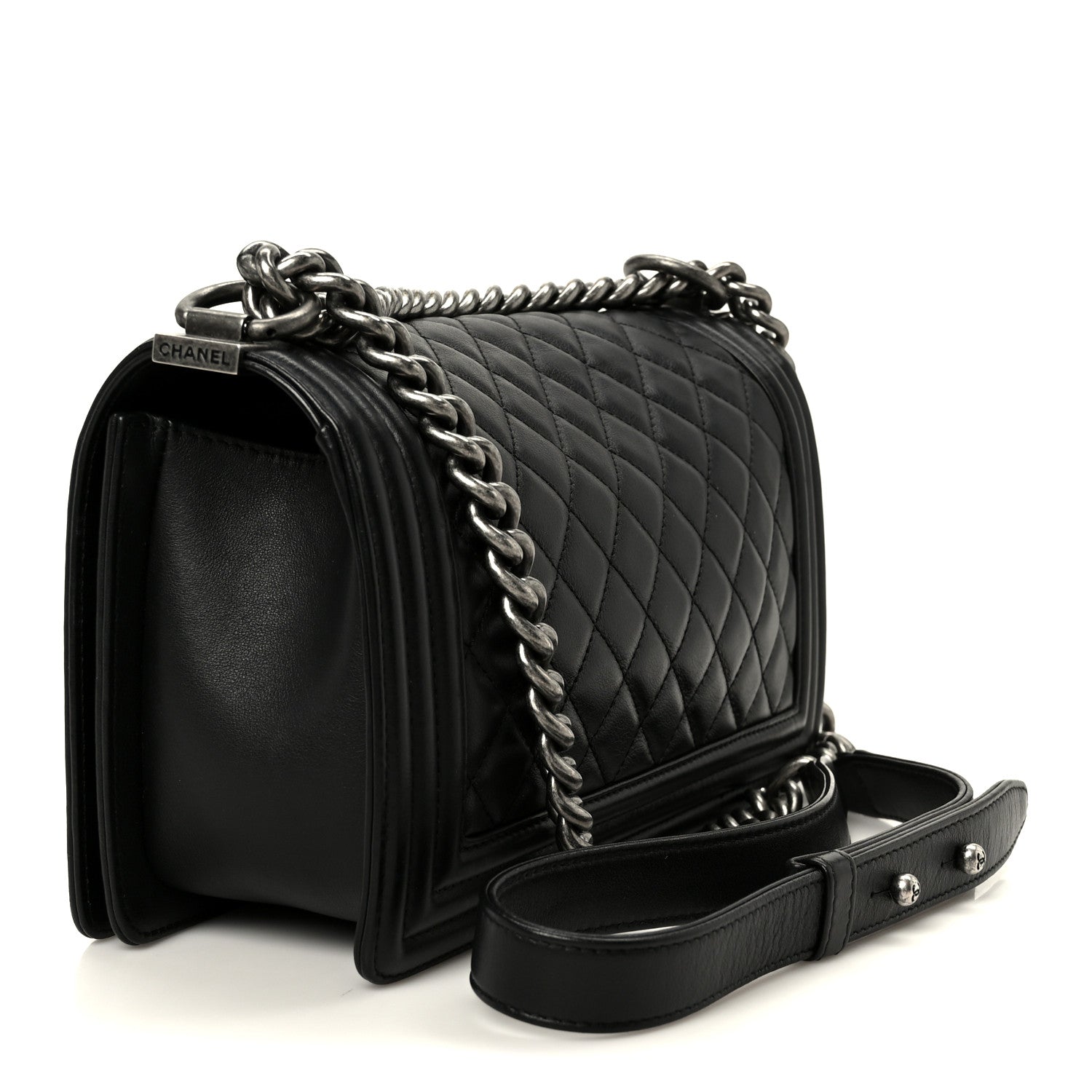Calfskin Quilted Medium Boy Flap Black