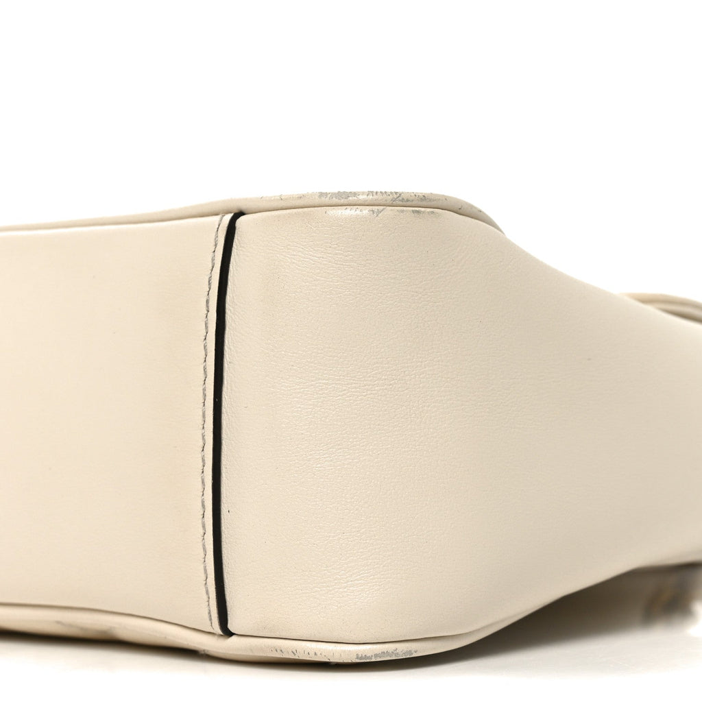Calfskin Matelasse Small GG Marmont Shoulder Bag White