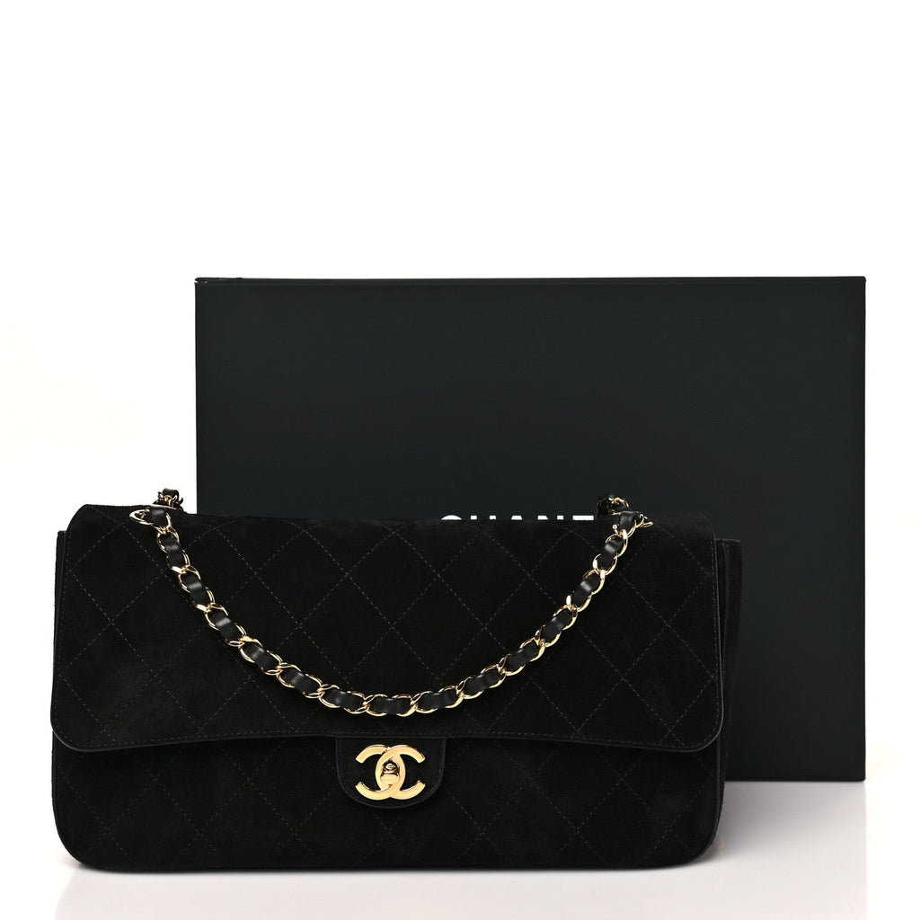 Suede Calfskin Small Souplissimo Maxi Flap Black