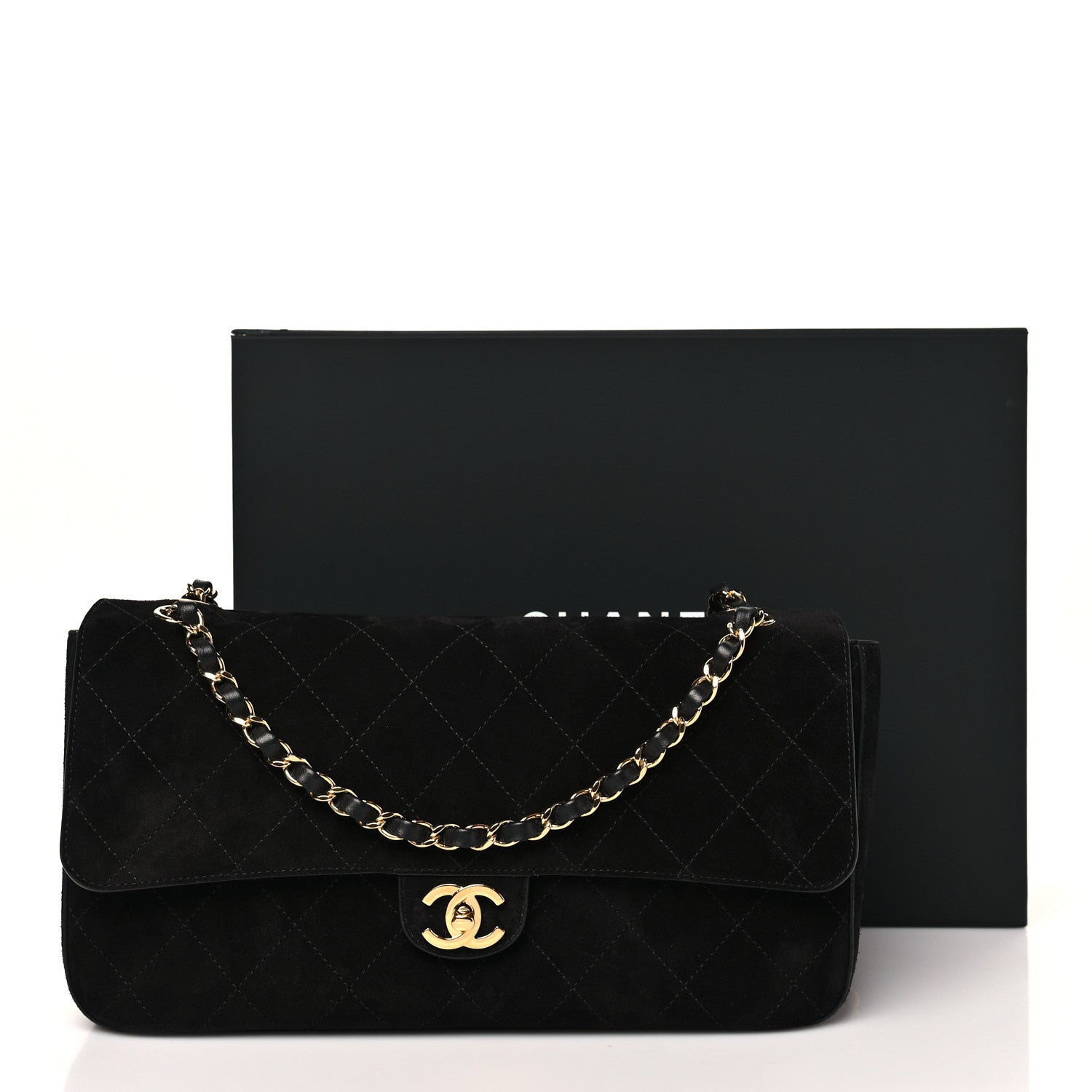Suede Calfskin Small Souplissimo Maxi Flap Black