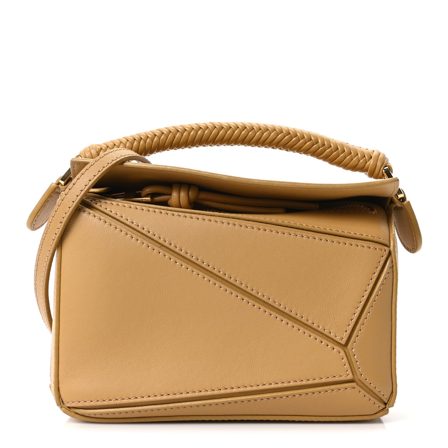 Calfskin Mini Woven Puzzle Bag Sahara