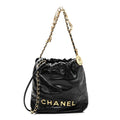 Shiny Calfskin Quilted Pearl CC Chain Mini Chanel 22 Black