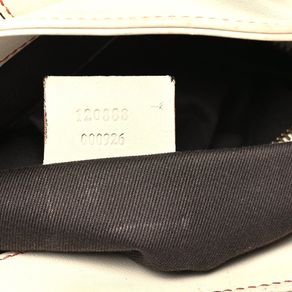 Calfskin Piston Lock Jackie O Hobo White