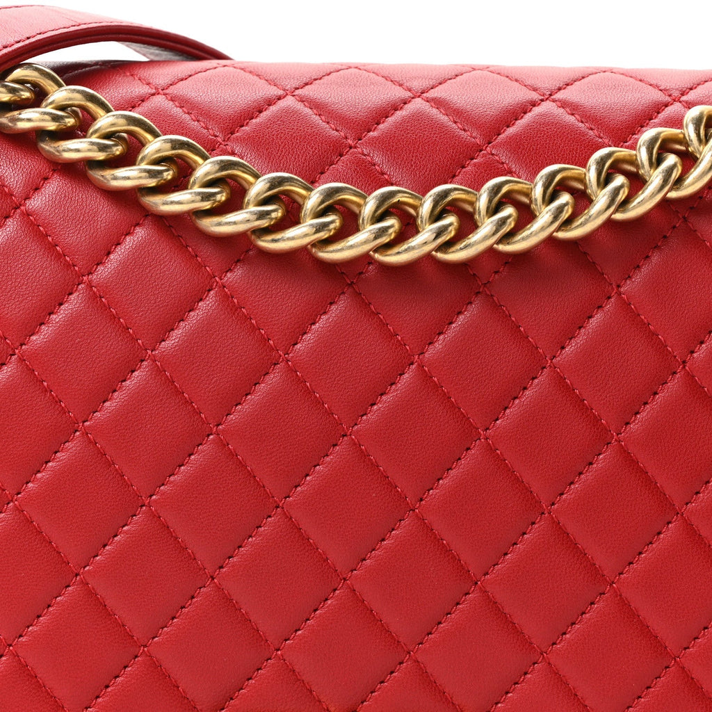 Lambskin Quilted New Medium Boy Flap Red