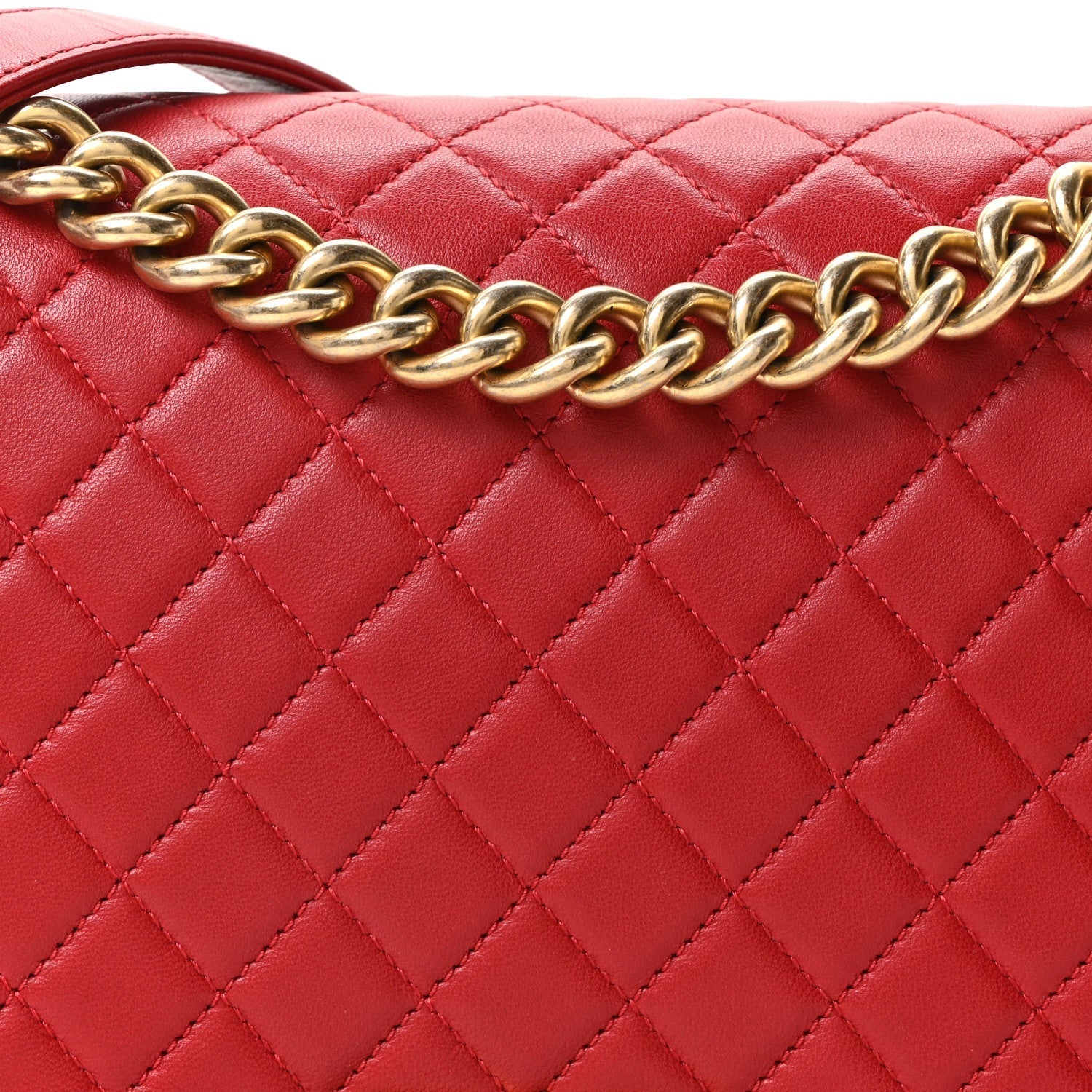 Lambskin Quilted New Medium Boy Flap Red