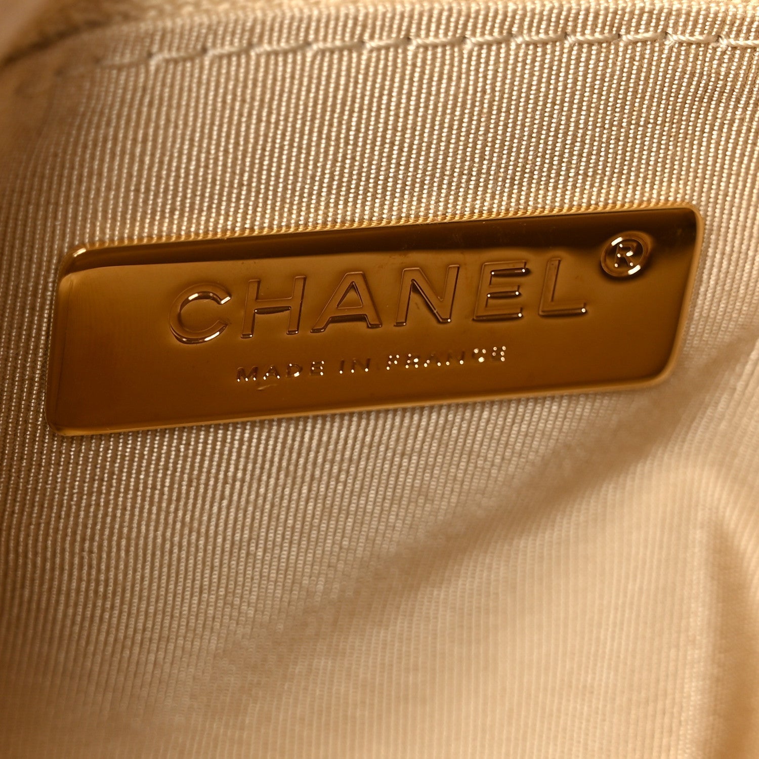Shiny Goatskin Quilted Medium Chanel 19 Flap Beige