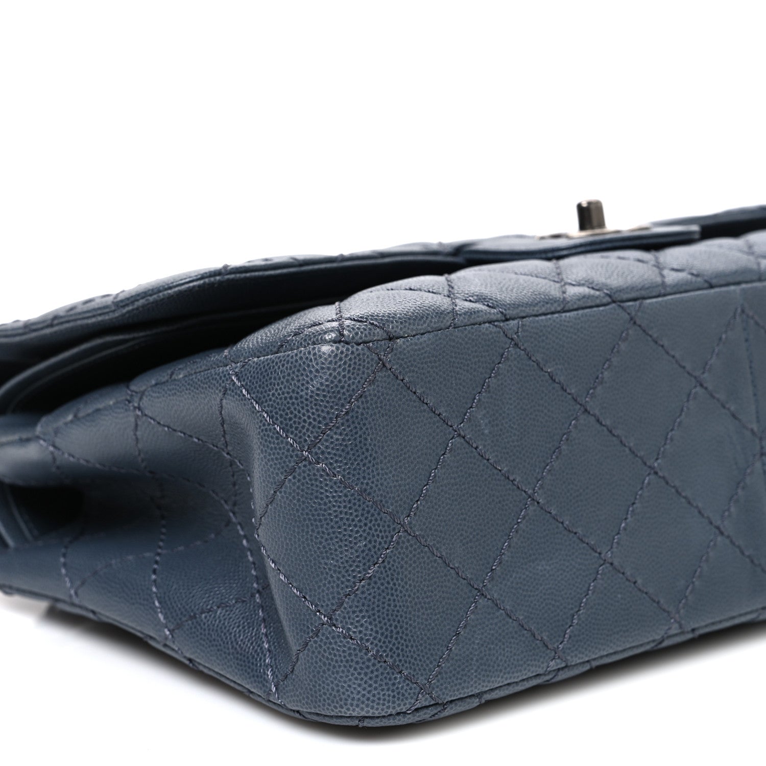 Caviar Quilted Jumbo Double Flap Dark Grey
