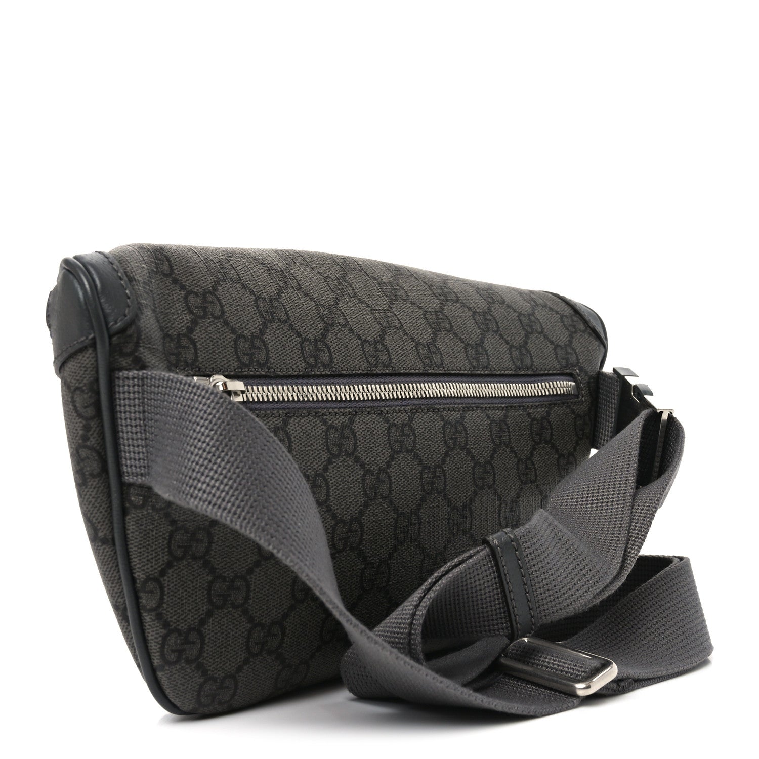 GG Supreme Monogram Textured Dollar Calfskin Ophidia Belt Bag Grey Black Graphite Grey