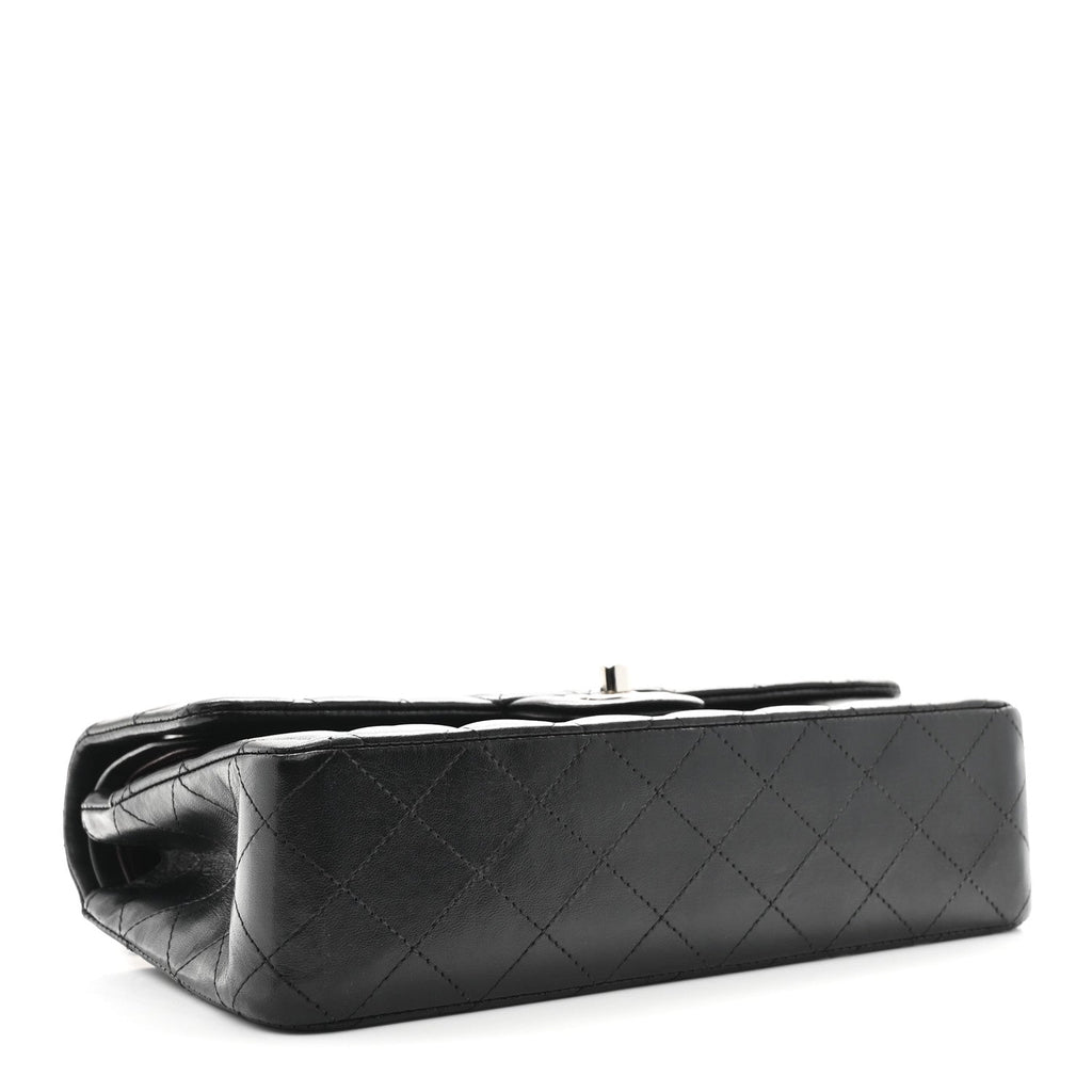 Lambskin Quilted Medium Double Flap Black