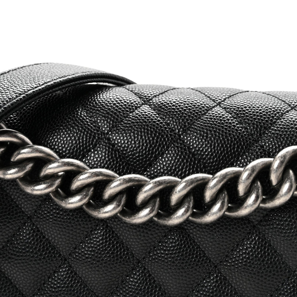 Caviar Quilted Small Boy Flap Black