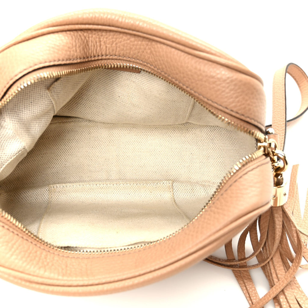 Pebbled Calfskin Small Soho Disco Bag Rose Beige