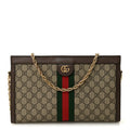GG Supreme Monogram Web Medium Ophidia Chain Shoulder Bag Brown