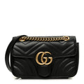 Calfskin Matelasse Mini GG Marmont Shoulder Bag Black