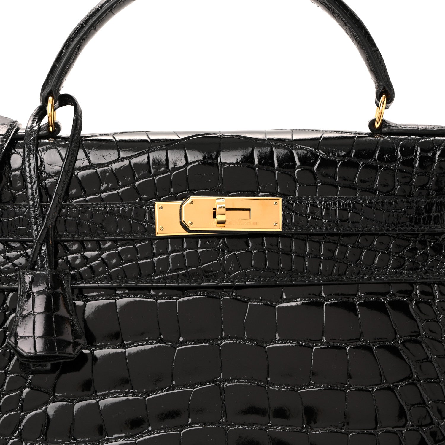 Shiny Alligator Kelly Sellier 32 Black