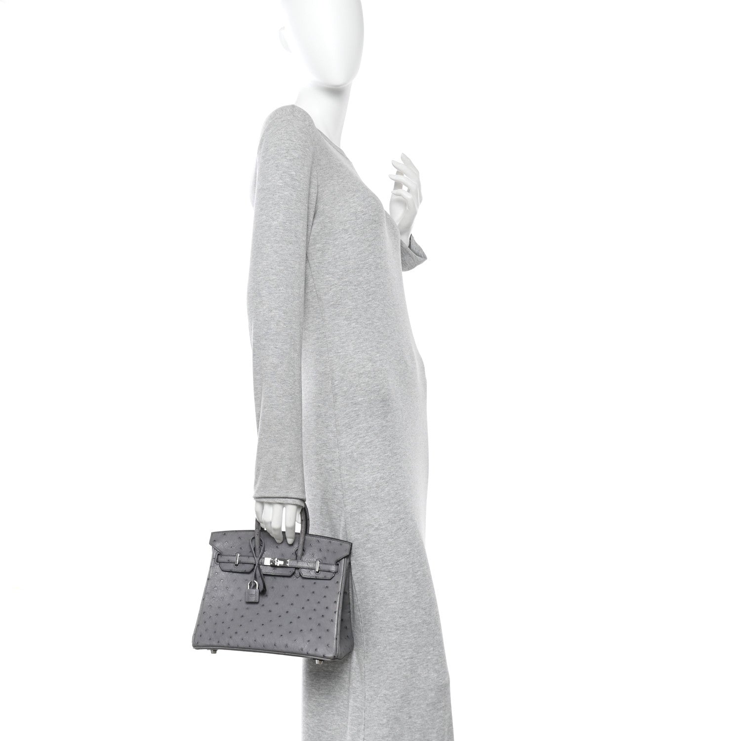 Ostrich Birkin 25 Gris Agate