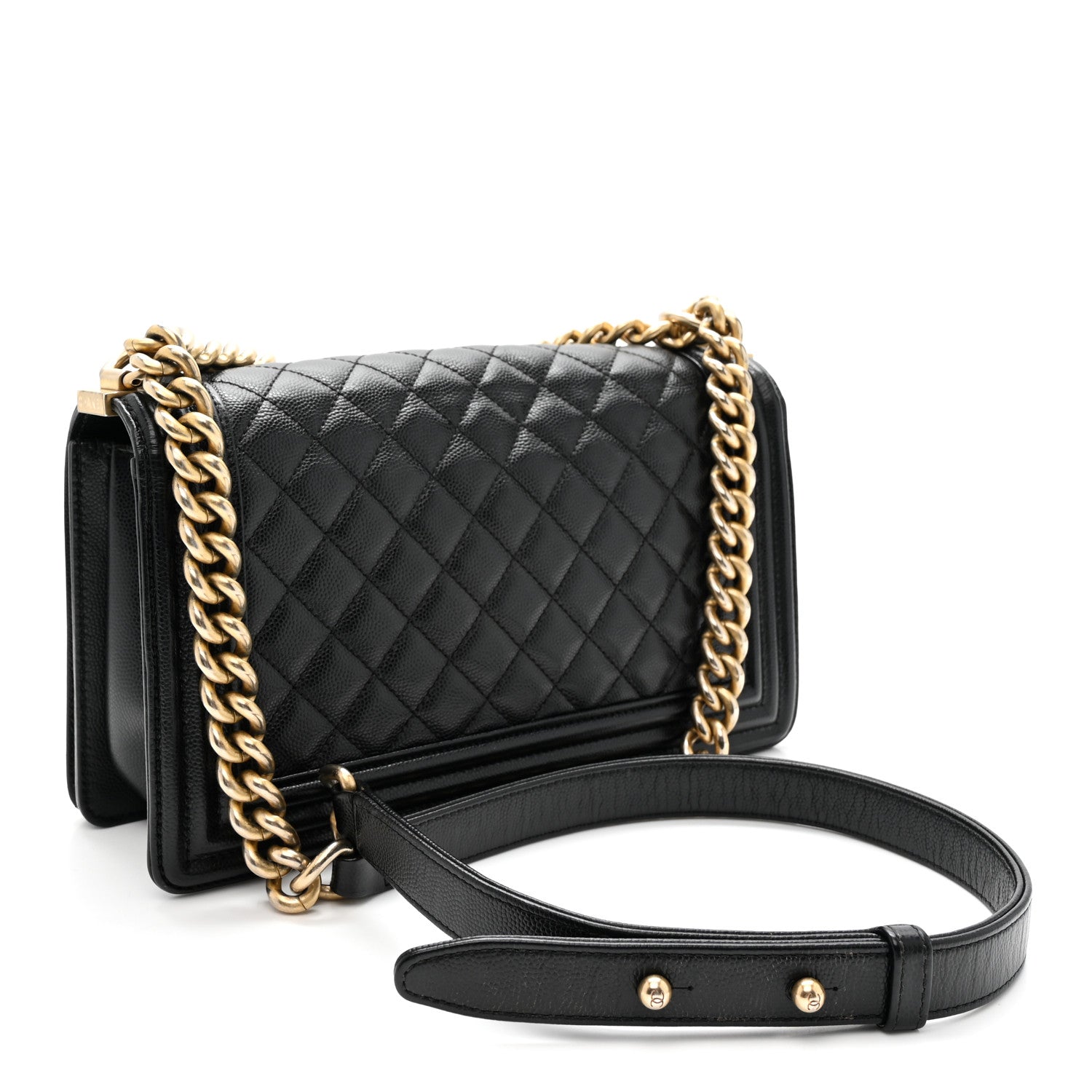 Caviar Quilted Medium Boy Flap Black