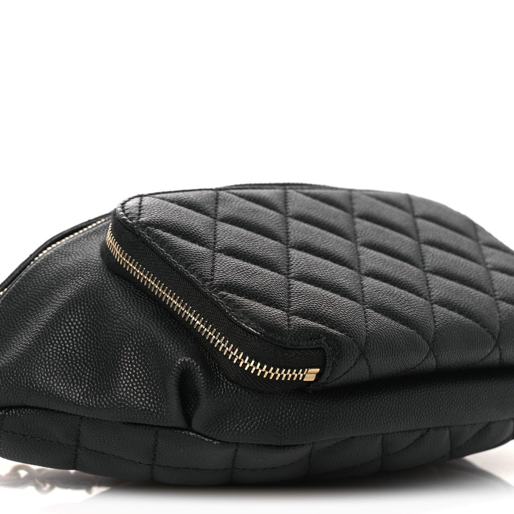 Caviar Quilted Business Affinity Waist Belt Bag Black