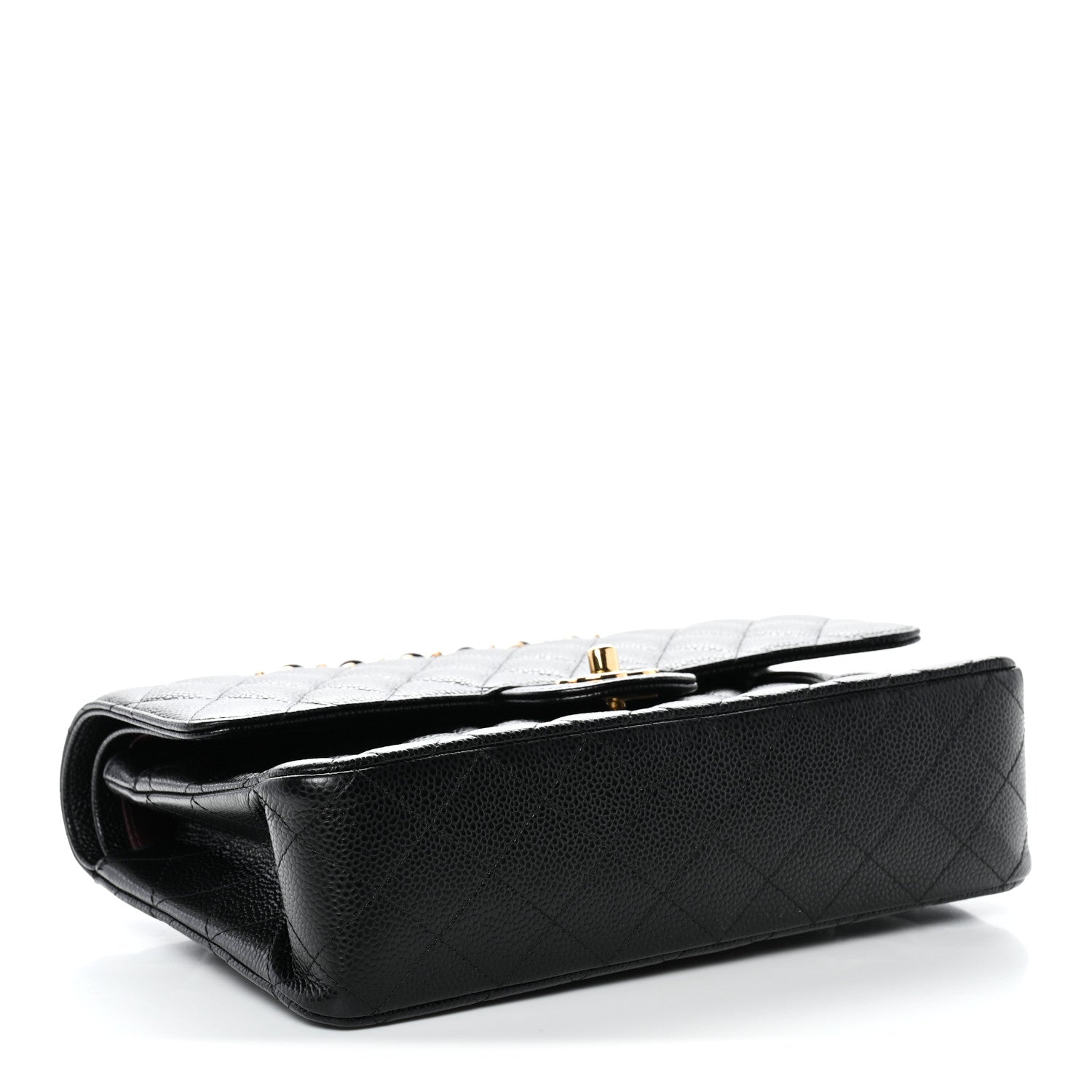 Caviar Quilted Medium Double Flap Black