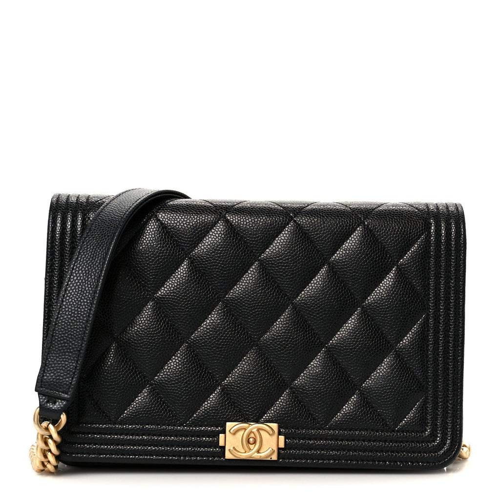 Caviar Quilted Boy Wallet On Chain WOC Black