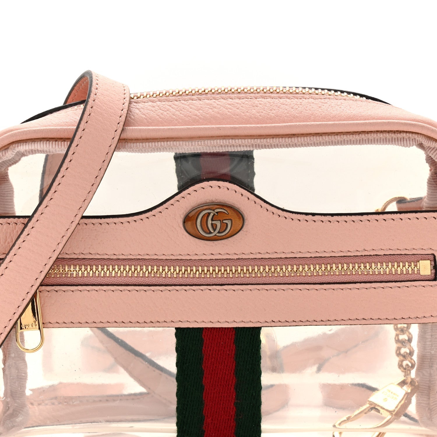 Vinyl Web Mini Ophidia Transparent Shoulder Bag Perfect Pink