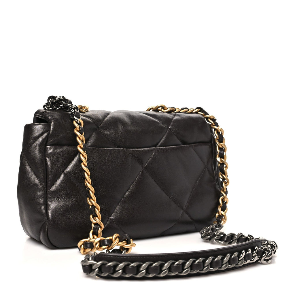Lambskin Quilted Medium Chanel 19 Flap Dark Brown