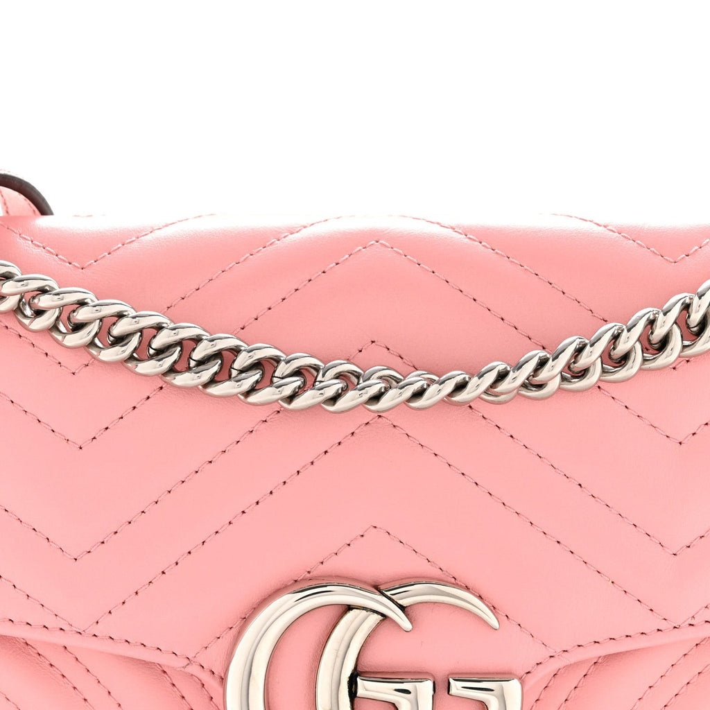 Calfskin Matelasse Small GG Marmont Shoulder Bag Wild Rose