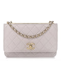 Lambskin Quilted Trendy CC Wallet On Chain WOC Lilac