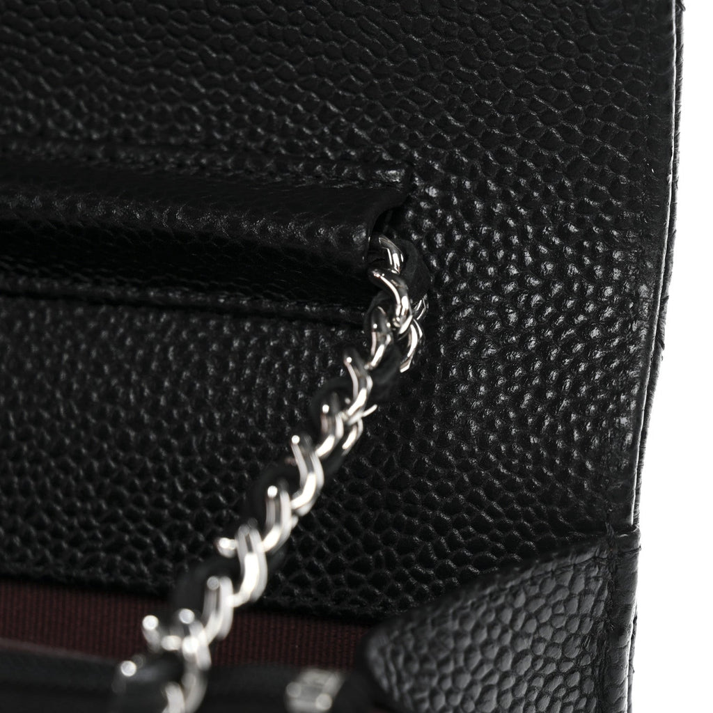 Caviar Quilted Wallet on Chain WOC Black