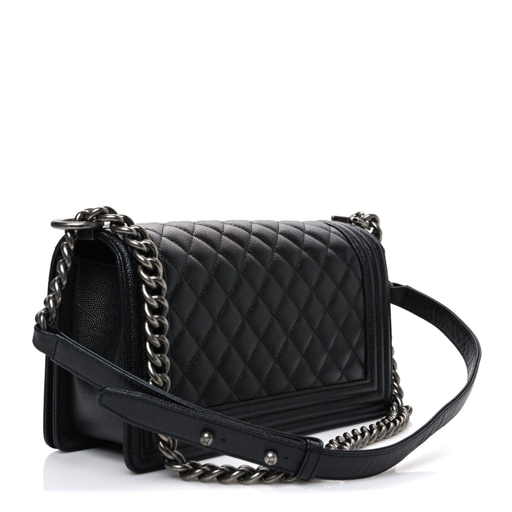 Caviar Quilted Medium Boy Flap Black